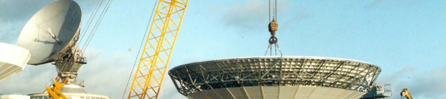 Sedlec-Prčice - installation of the satellite antennas for the satellite communications centre for Comsat, USA (1992)