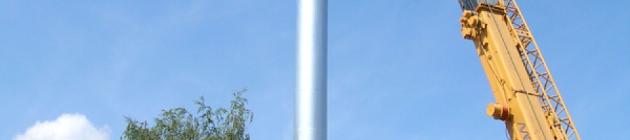 Kojetín distillery - erection of the chimney (2009)