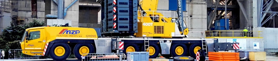 Mobile crane GROVE GMK 6400, Reconstruction of a cement plant exchanger, Mannersdorf, Austria (2017)