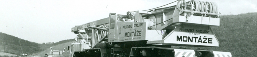 Importation of the new Demag TC 1200 crane to Czechoslovakia over the Rozvadov frontier crossing directly to the first construction site of the Čížkovice cement plant (1974)
